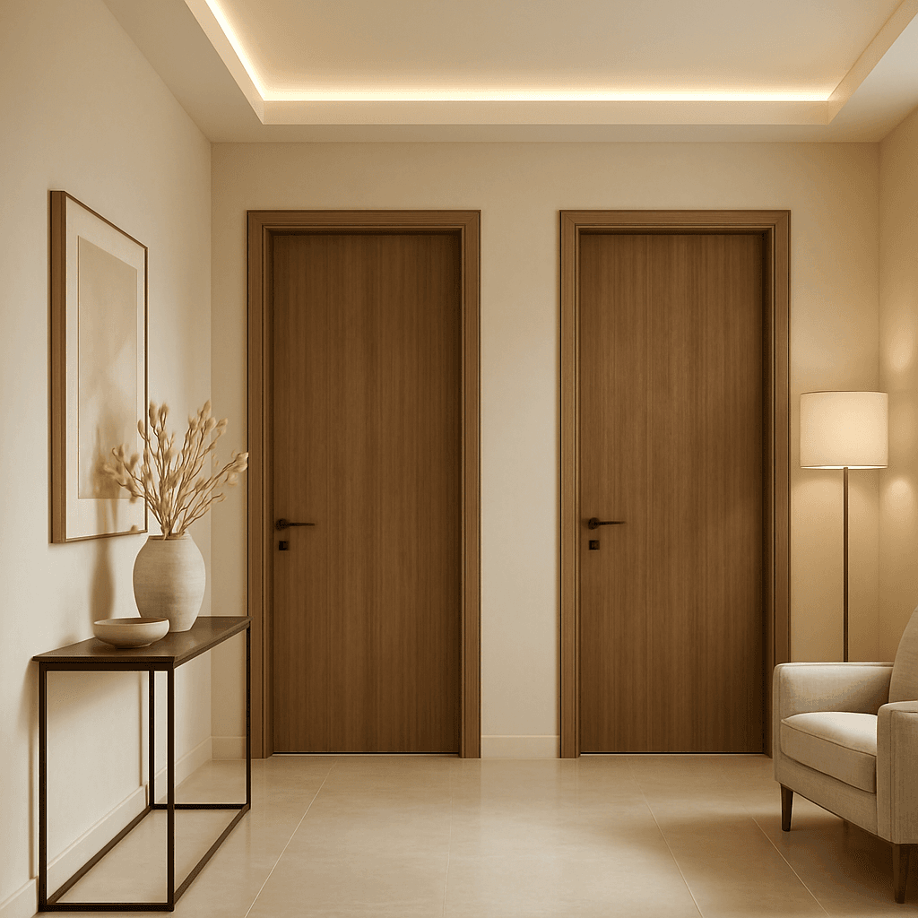 WPC interior door — BM-01 in warm grey finish